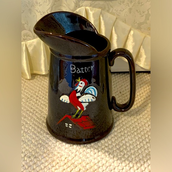 VINTAGE BROWN CERAMIC PITCHER - Picture 1 of 5